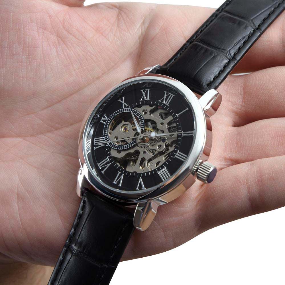 Openwork Skeleton Watch | Automatic Movement | Leather Band | Luxury Gift Box
