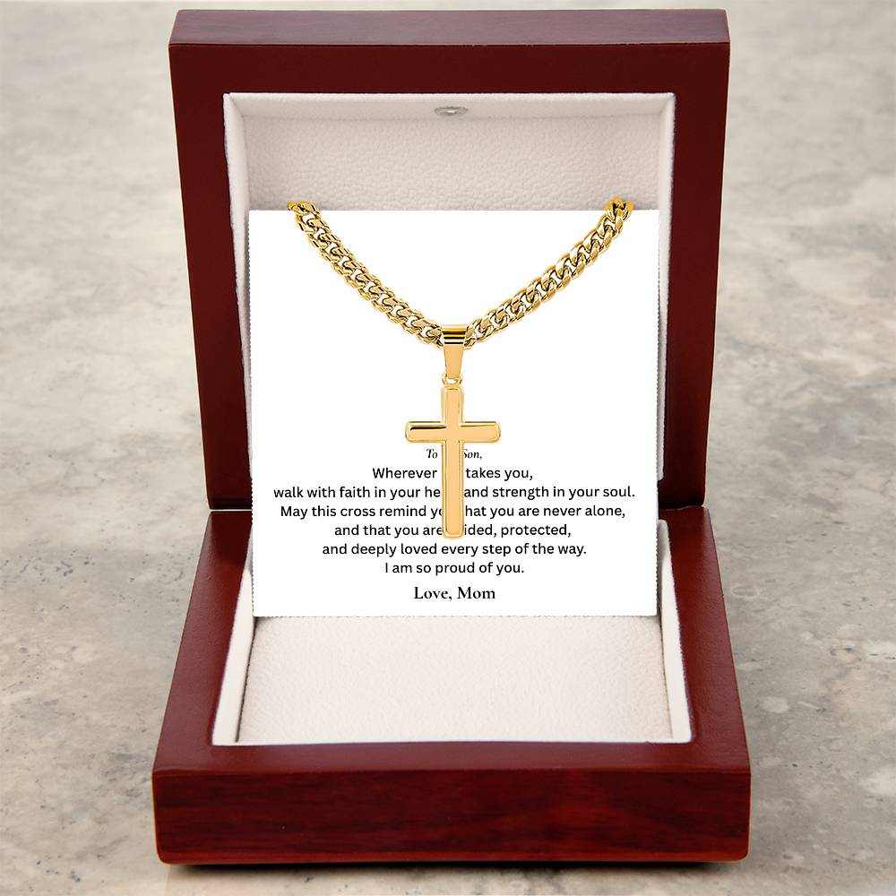 Artisan Cross Necklace - Cuban or Snake chain