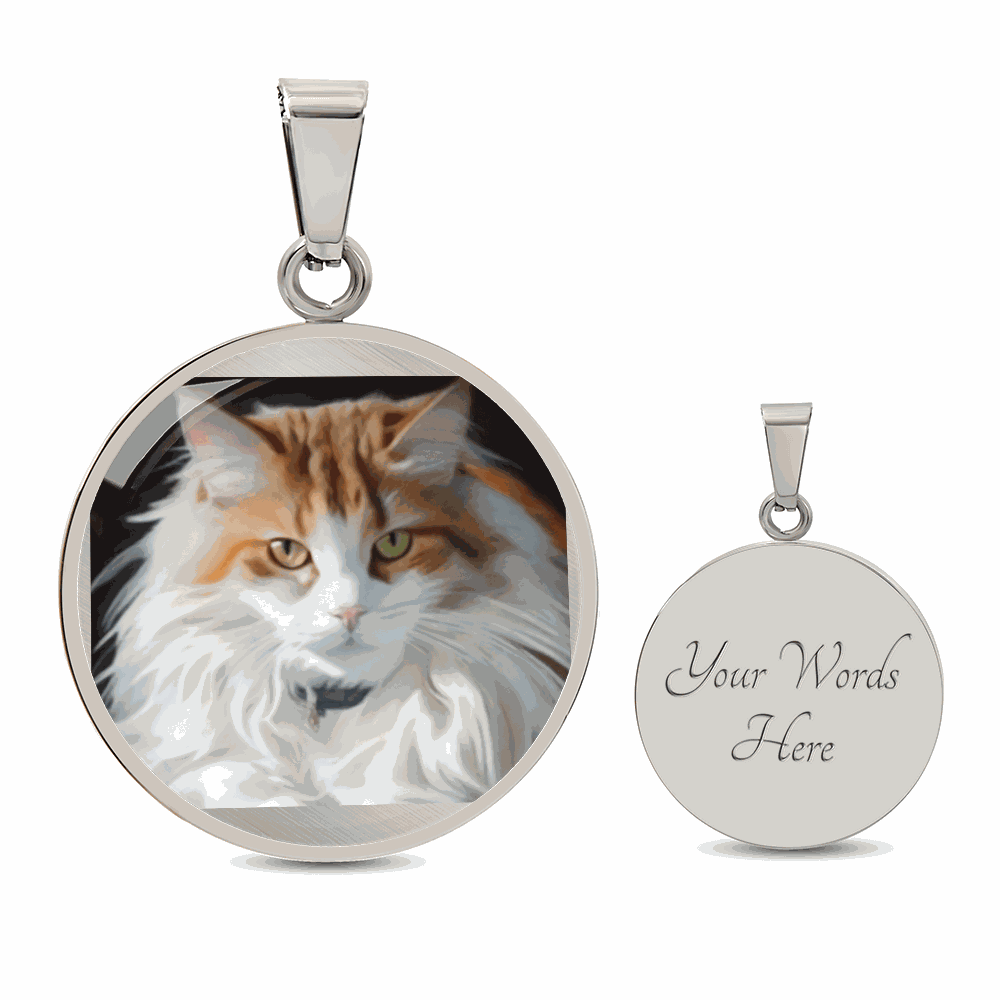 Custom Pet Photo Circle Necklace | Personalized Cat & Dog Memorial Jewelry for Pet Moms