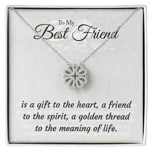 Magnetic Hearts Clover Necklace with four crystal hearts in white gold finish on stainless steel chain