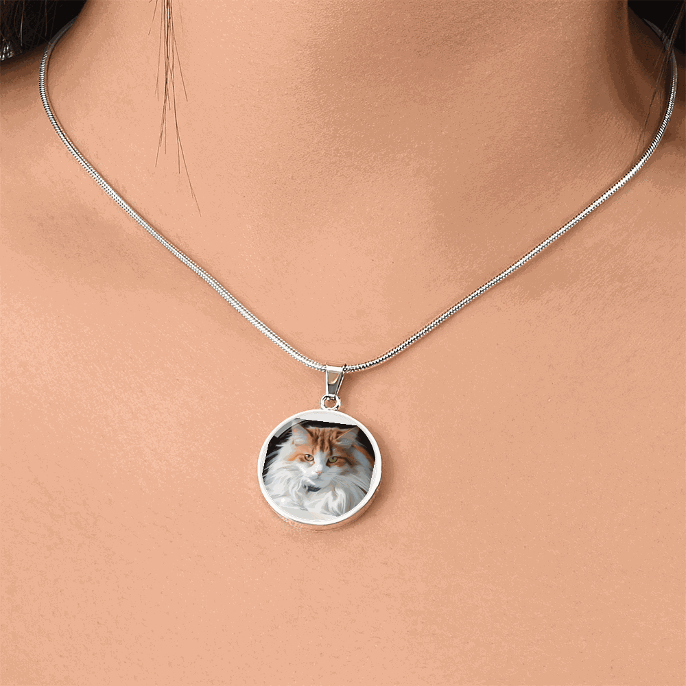 Custom Pet Photo Circle Necklace | Personalized Cat & Dog Memorial Jewelry for Pet Moms