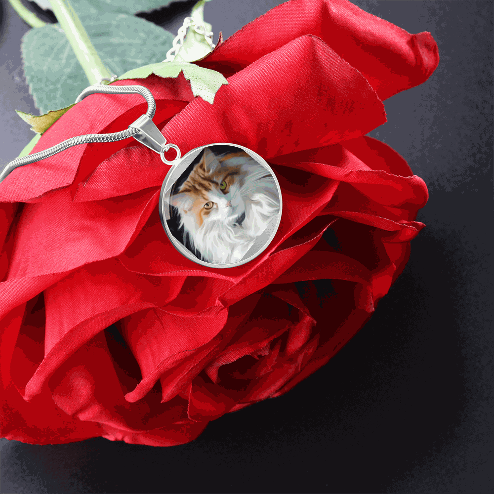 Custom Pet Photo Circle Necklace | Personalized Cat & Dog Memorial Jewelry for Pet Moms