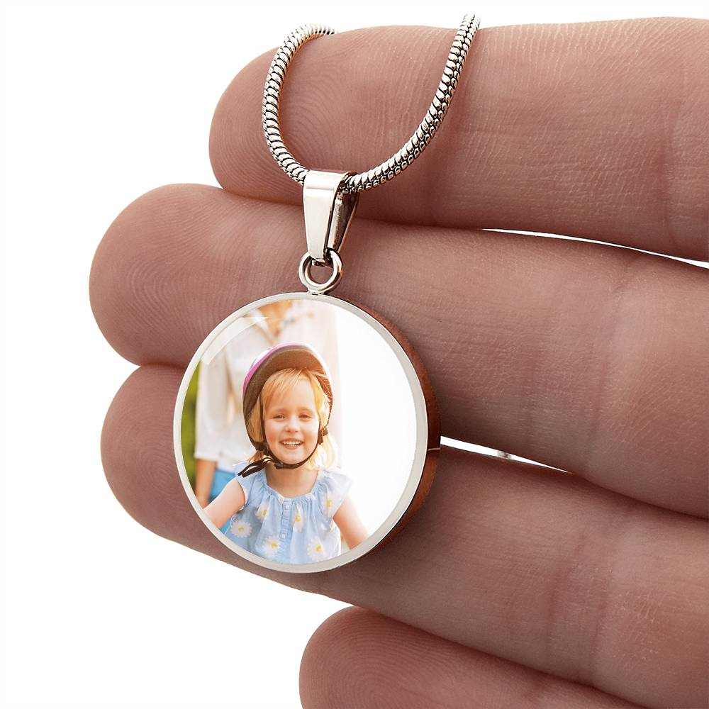 Custom Pet Photo Circle Necklace | Personalized Cat & Dog Memorial Jewelry for Pet Moms