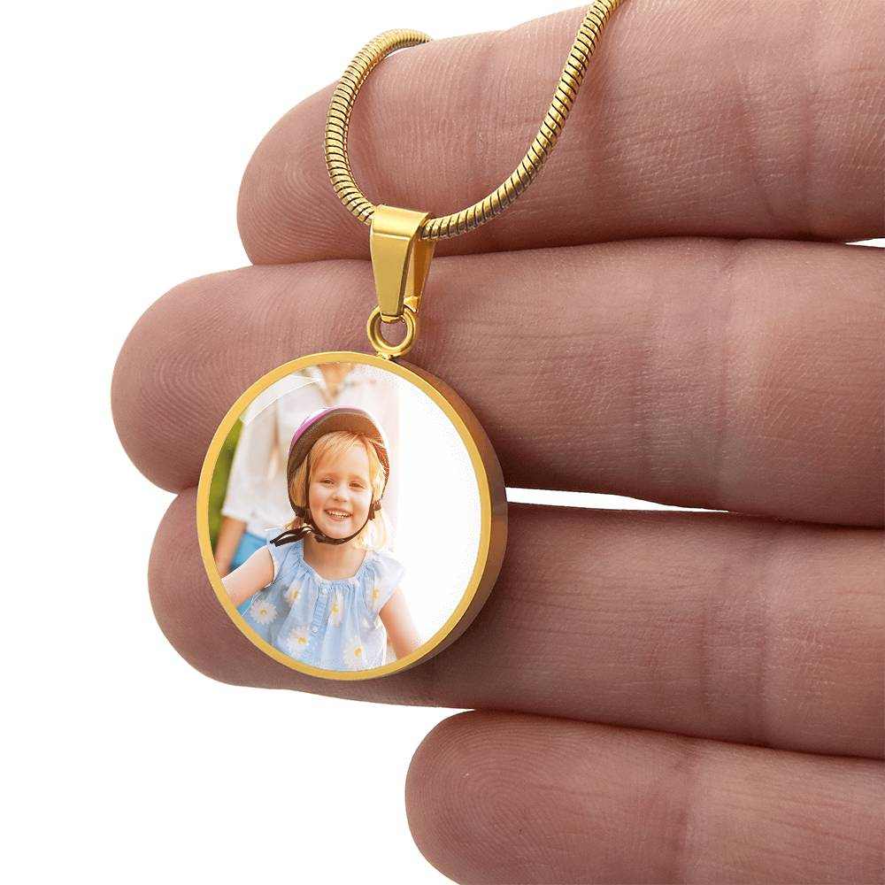 Custom Pet Photo Circle Necklace | Personalized Cat & Dog Memorial Jewelry for Pet Moms