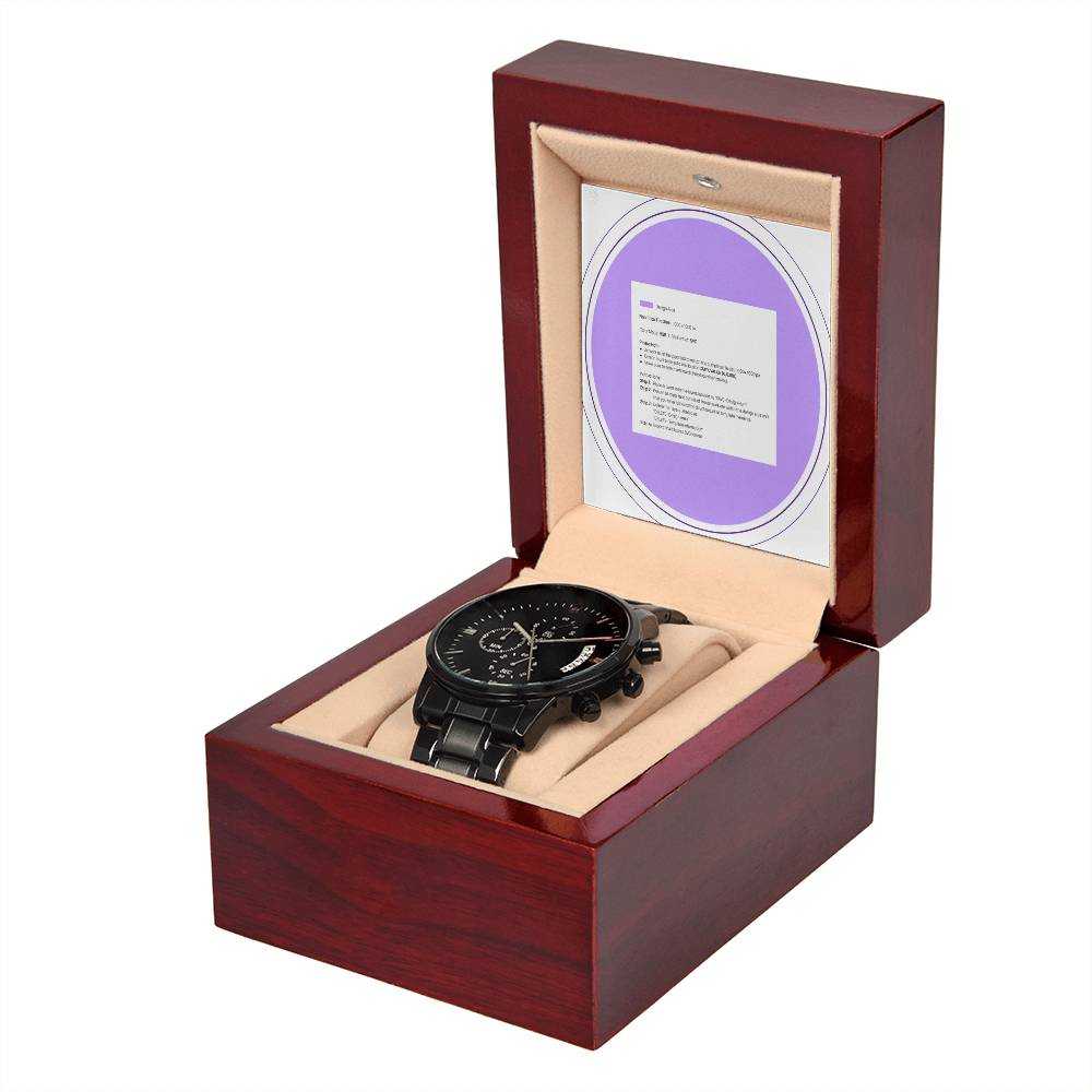 Black Chronograph Watch | Copper Dial | Stainless Steel | Gift Box Included