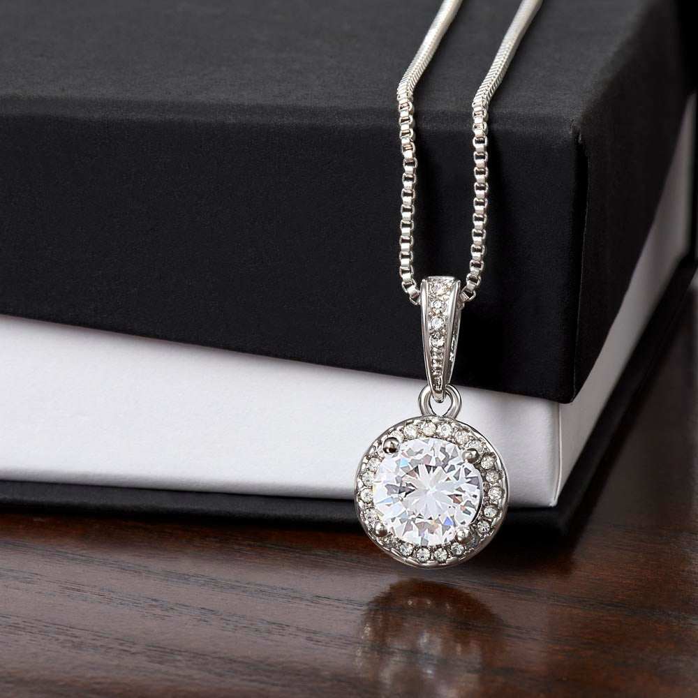 Eternal Hope Necklace with cushion-cut cubic zirconia and white gold finish on adjustable chain