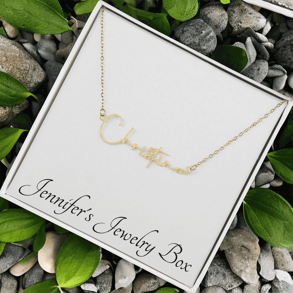 Signature Style Name Necklace custom engraved up to 11 characters in stylized font on adjustable chain