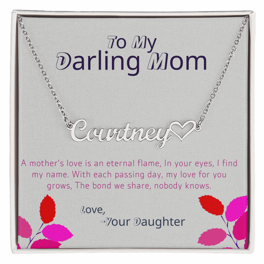 Elegant custom heart name necklace with script lettering and heart detail for women