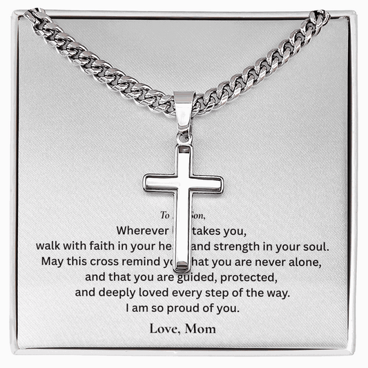 Artisan Cross Necklace - Cuban or Snake chain