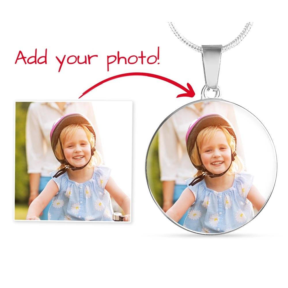 Custom Pet Photo Circle Necklace | Personalized Cat & Dog Memorial Jewelry for Pet Moms