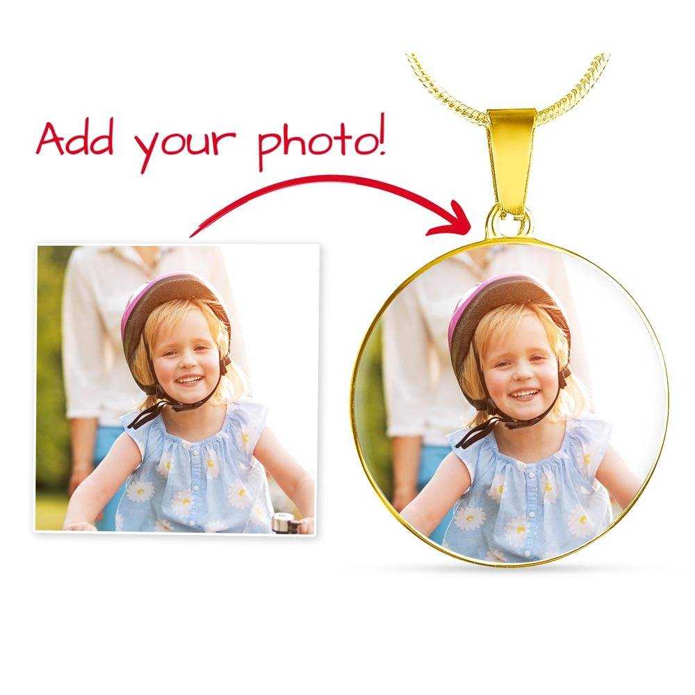 Custom Pet Photo Circle Necklace | Personalized Cat & Dog Memorial Jewelry for Pet Moms
