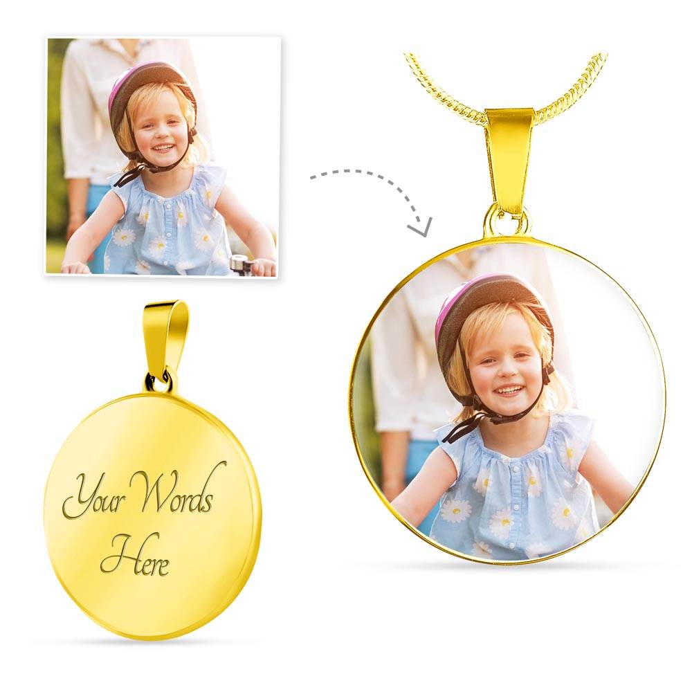 Custom Pet Photo Circle Necklace | Personalized Cat & Dog Memorial Jewelry for Pet Moms