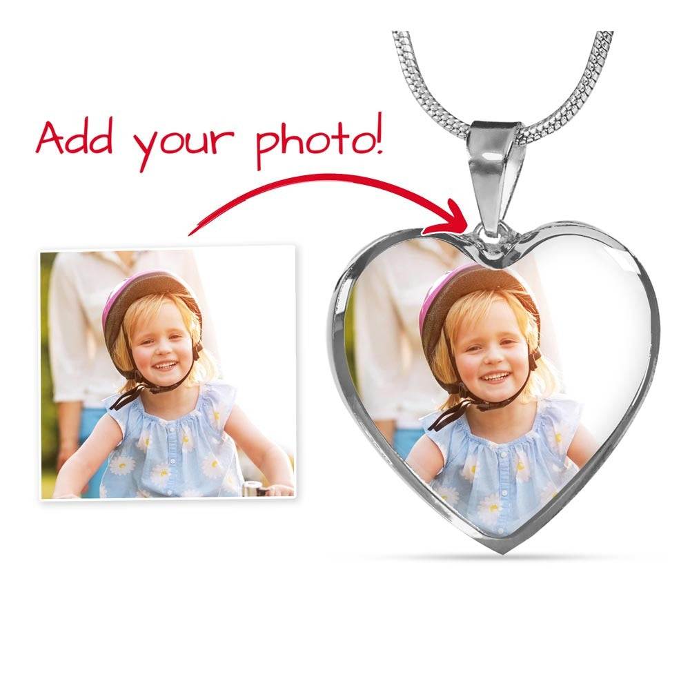 Heart necklace engraving pendant with 18k gold finish on adjustable surgical steel chain